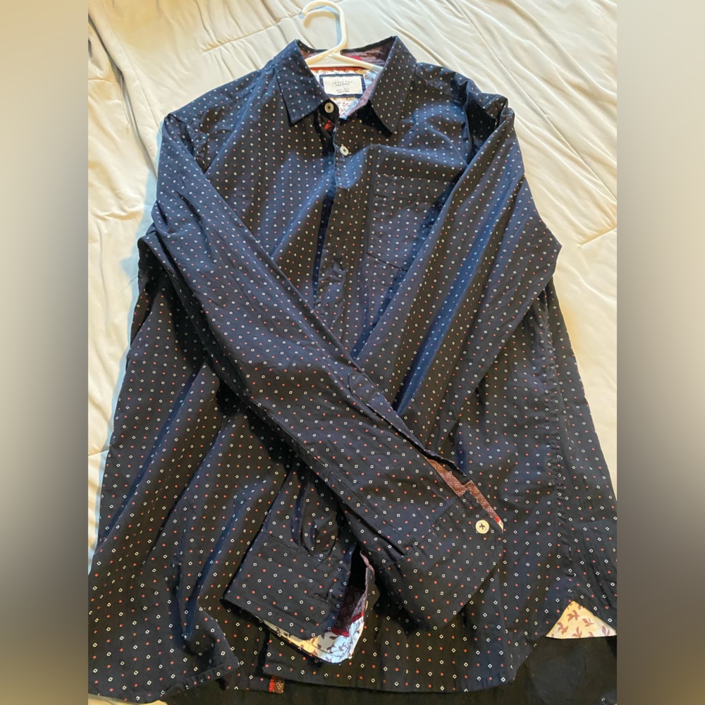 Men's Navy Polka Dot Dress Shirt